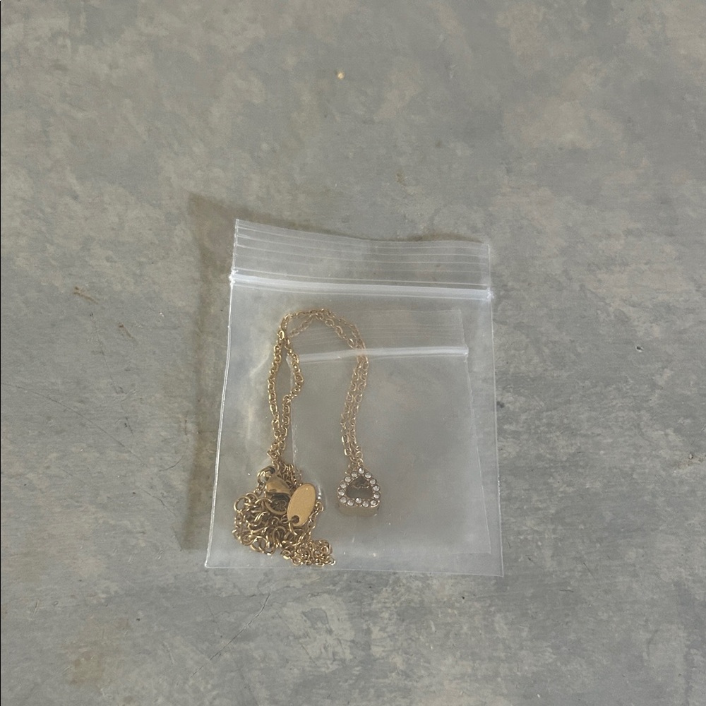 Gold Heart Pendant Necklace with Crystal Accent